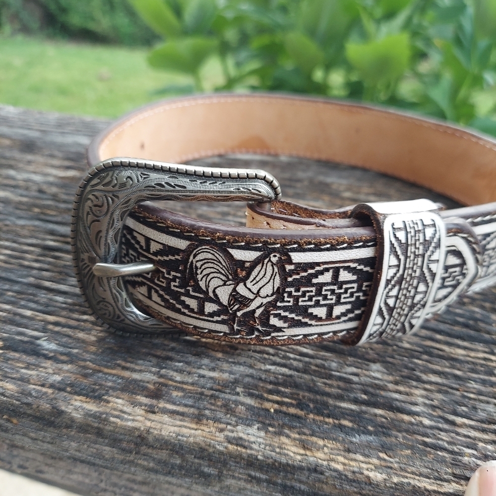 Genuine Leather Mexican Embroidered Western Belt